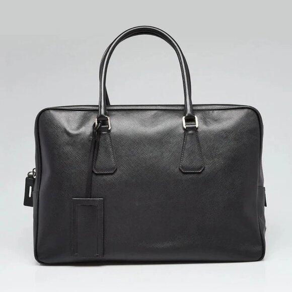 Prada Black Saffiano Leather Travel Briefcase Bag VS0305 - Picture 1 of 12